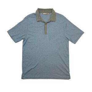 Travis Mathew Polo Shirt Mens M Medium Prairie Sky Blue Gray Pima Cotton Blend